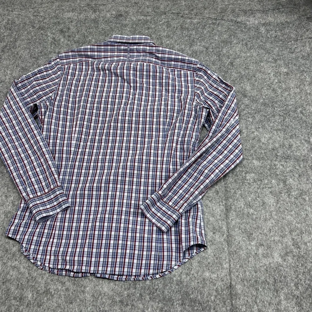 Banana Republic Shirt Mens L Blue Red Plaid Soft Wash Button Long Sleeve Preppy